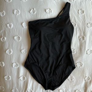 Andie Black Nantucket One Shoulder One Piece Swimsuit Medium